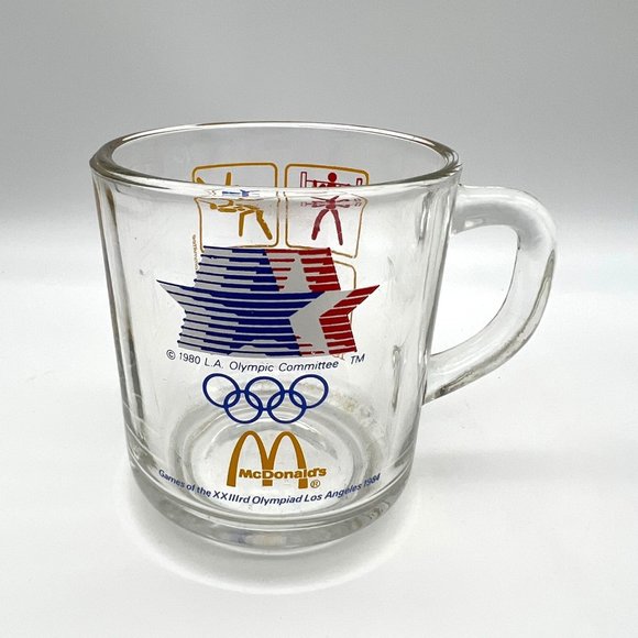 Pair of 1980 McDonalds Olympic Glass Mugs - Anchor Hocking - 3.25" - Los Angeles - Picture 4 of 7